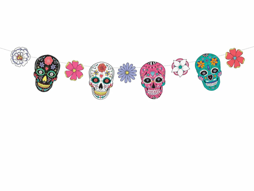 Partydecor Garland Dia De Los Muertos Masks 1.2m Halloween Decorations 3 Partydecor Garland Dia De Los Muertos Masks 1.2m Halloween Decorations
