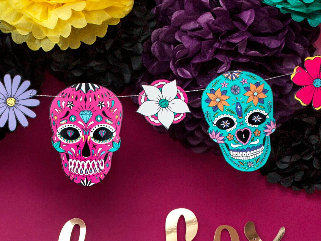 Partydecor Garland Dia De Los Muertos Masks 1.2m Halloween Decorations 5 Partydecor Garland Dia De Los Muertos Masks 1.2m Halloween Decorations