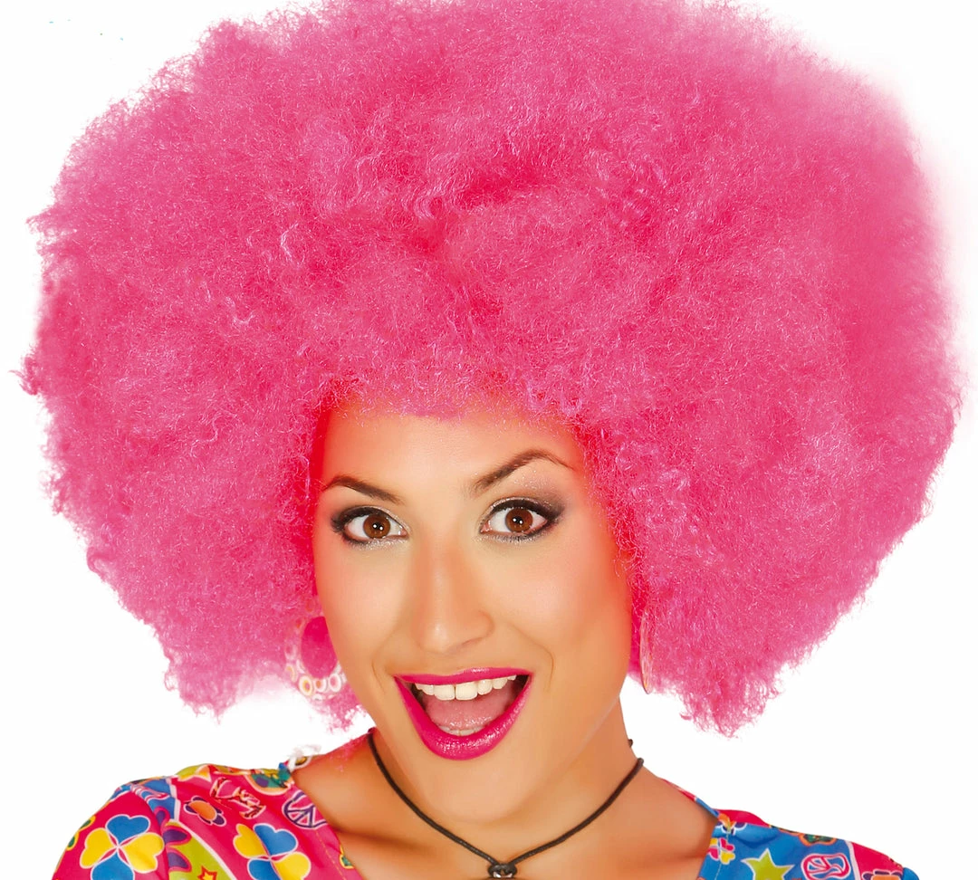 Wicked 1970's Giant Afro Wig Pink 3 Wicked 1970's Giant Afro Wig Pink