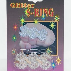 Bristol Glitter Dollar Sign Rapper Ring 1980's