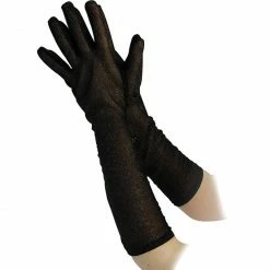 Bristol Glitter Gloves Black Costume Accessories