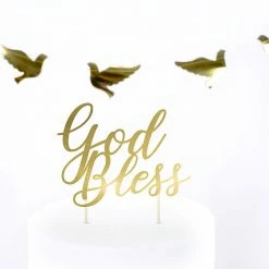 Partydecor God Bless Cake Topper Party Supplies