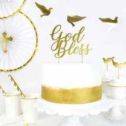 Partydecor God Bless Cake Topper Party Supplies