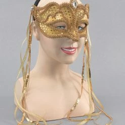 Bristol Gold Mask Long Ribbon Masquerade Eyemask