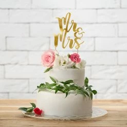 Partydecor Party Supplies Cake Topper Mr & Mrs Gold