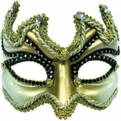 My Fancy Dress Gold And White Venetian Diavolo Devil Masquerade Mask