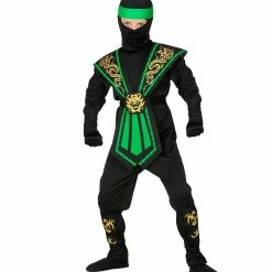 Widmann Kid's Halloween Green Kombat Ninja Costume Kids