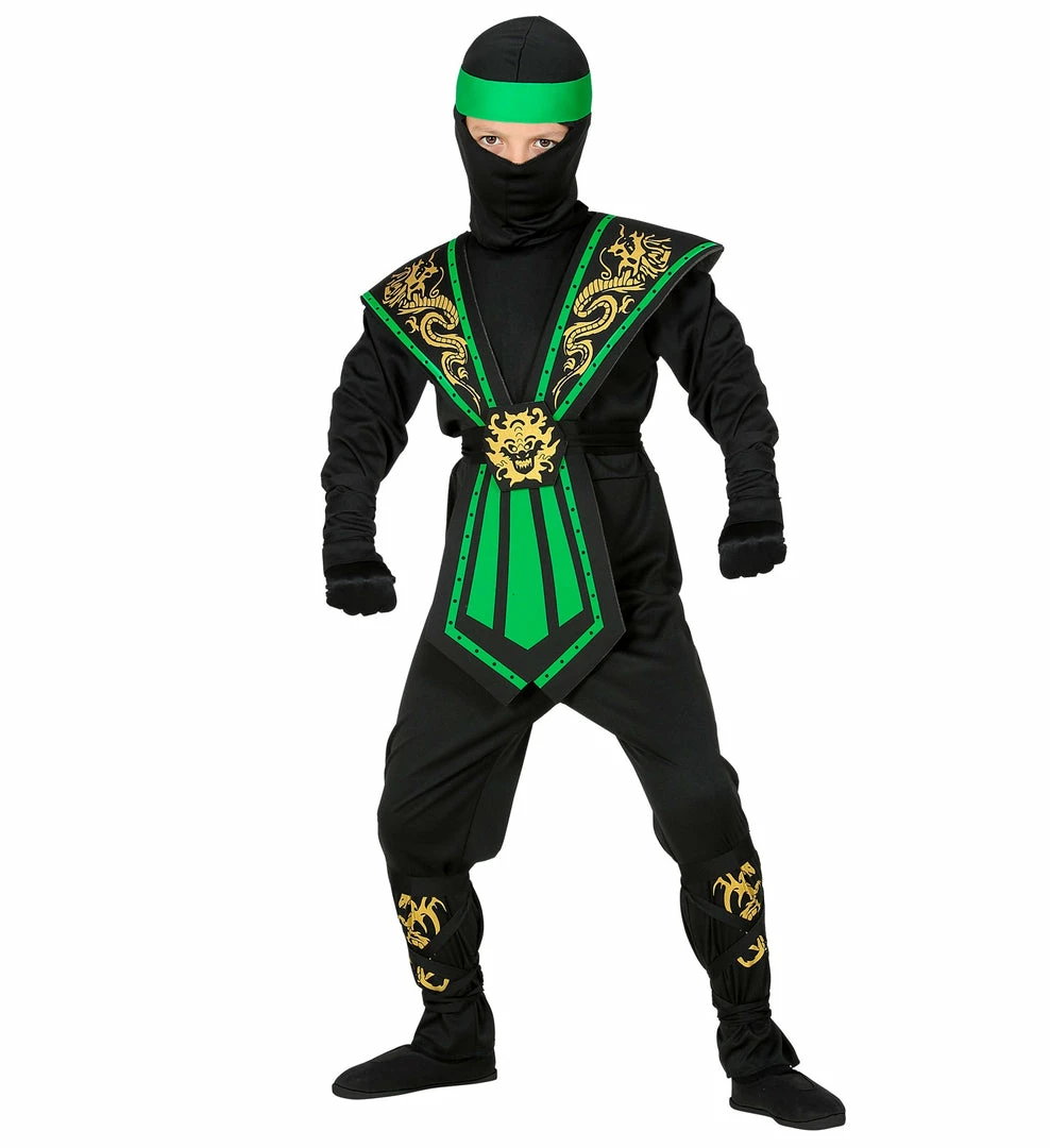 Widmann Kid's Halloween Green Kombat Ninja Costume Kids 4 Widmann Kid's Halloween Green Kombat Ninja Costume Kids