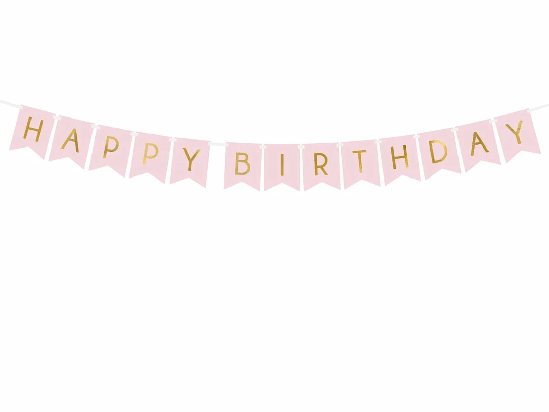 Partydecor Happy Birthday Banner Light Pink 4 Partydecor Happy Birthday Banner Light Pink