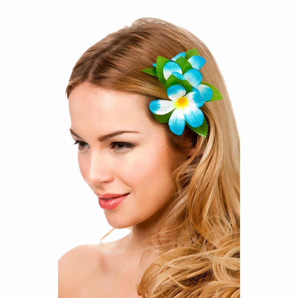 Wicked Hawaii Flower Hair Clip Sky Blue 3 Wicked Hawaii Flower Hair Clip Sky Blue