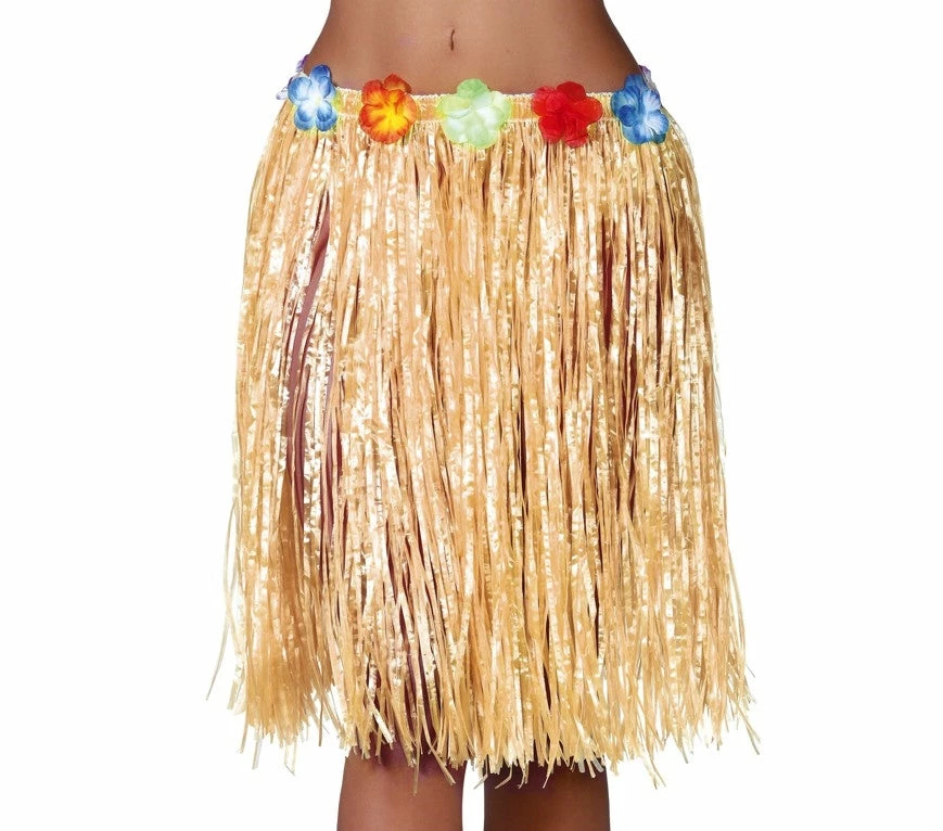 Fiestas Guirca Hawaiian Grass Skirt Flower Waist 55cm 3 Fiestas Guirca Hawaiian Grass Skirt Flower Waist 55cm