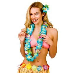 Wicked Hawaiian Costumes Hawaiian Deluxe Lei Blue Flower