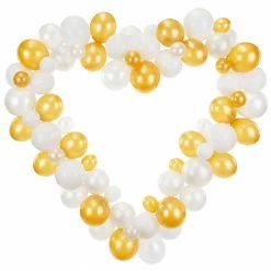 Partydecor Party Supplies Heart Balloon Garland White And Gold, 200cm