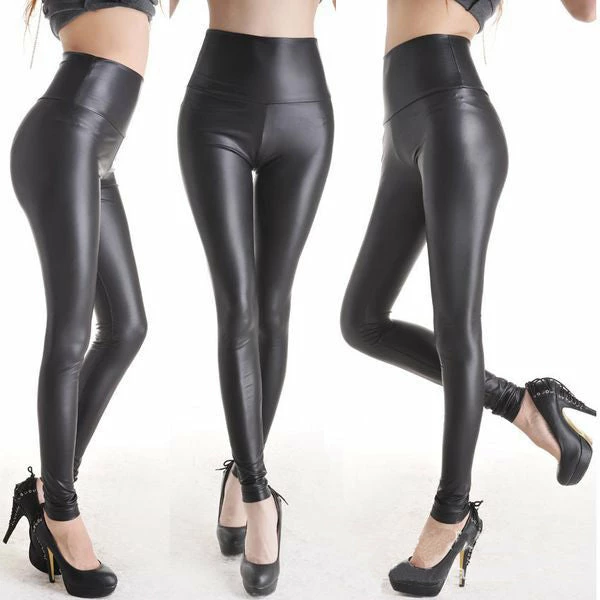 My Fancy Dress Ladies Black High Waist Wet Look Leggings 3 My Fancy Dress Ladies Black High Waist Wet Look Leggings