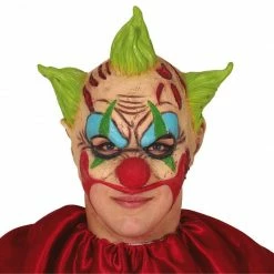 Fiestas Guirca Horror Clown Half Mask Green Halloween