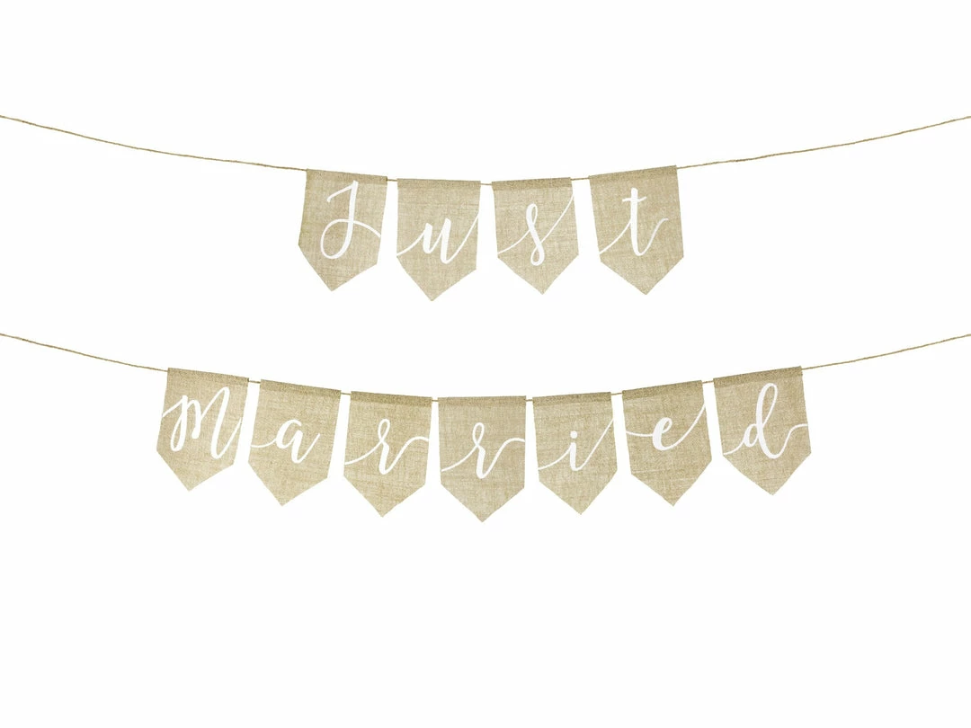 Partydecor Just Married Bunting Burlap Party Supplies 4 Partydecor Just Married Bunting Burlap Party Supplies