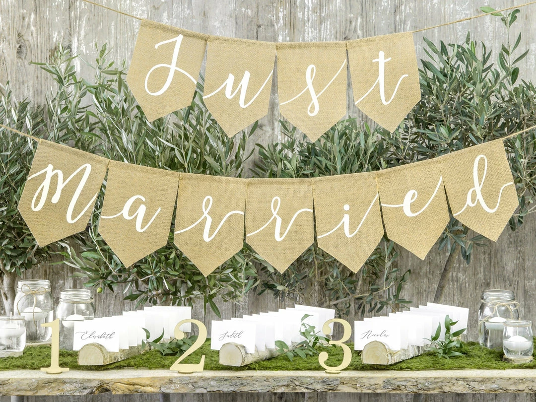 Partydecor Just Married Bunting Burlap Party Supplies 3 Partydecor Just Married Bunting Burlap Party Supplies