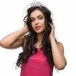 Partydecor Hen Party Tiara With Veil Silver