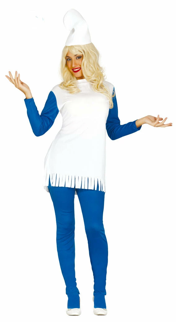 Fiestas Guirca Fairytale Costumes Ladies Blue Dwarf Smurfette Costume 3 Fiestas Guirca Fairytale Costumes Ladies Blue Dwarf Smurfette Costume