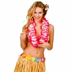 Wicked Large Two Tone Petal Lei 11.5cm Hot Pink Hawaiian Costumes