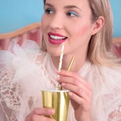 Partydecor Light Gold Hearts Paper Straws Pack Of 10 5 Partydecor Light Gold Hearts Paper Straws Pack Of 10