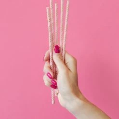 Partydecor Light Pink Paper Straws With Gold Metallic Stripe