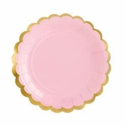 Partydecor Light Pink And Gold Trim Paper Plates
