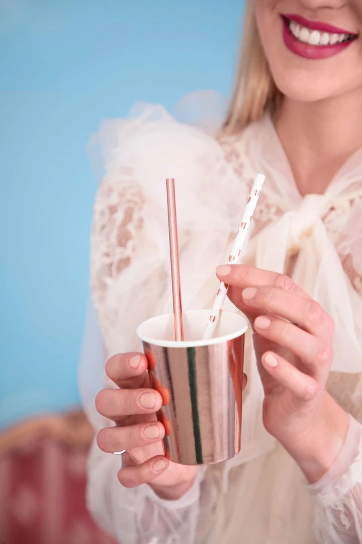 Partydecor Valentines Light Rose Gold Paper Straws Pack Of 10 4 Partydecor Valentines Light Rose Gold Paper Straws Pack Of 10