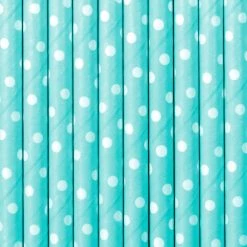 Partydecor Light Sky-blue Polka Dot Paper Straws
