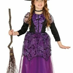Fiestas Guirca Lilac Witch Costume Girls Halloween