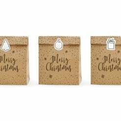 Partydecor Merry Christmas Kraft Large Gift Bags Pack Of 3