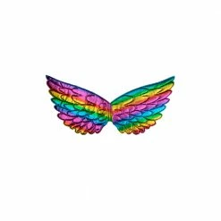 Wicked Metallic Rainbow Feather Wings Costume Accessories