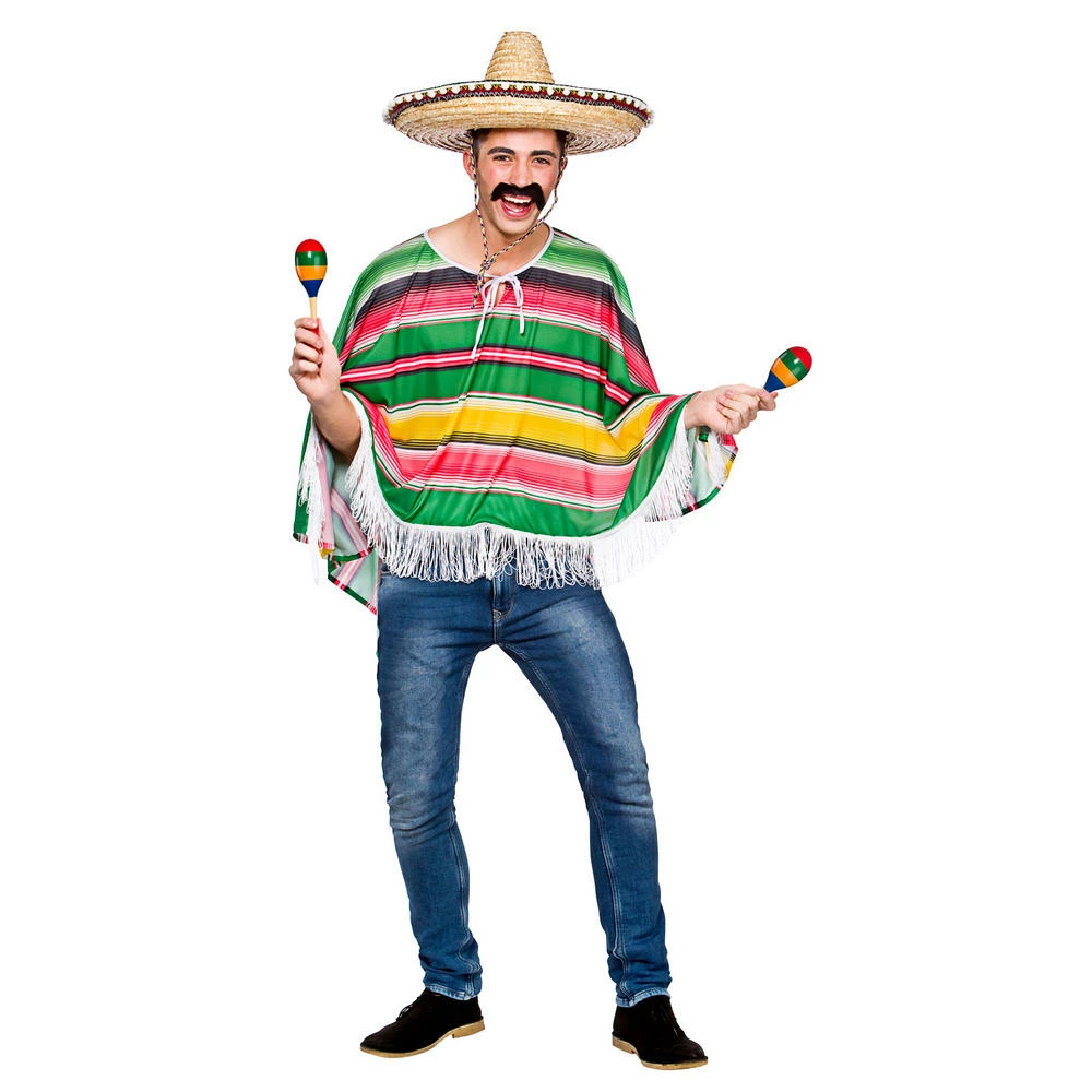 Wicked Mexican Multicoloured Poncho Costume Western Costumes 3 Wicked Mexican Multicoloured Poncho Costume Western Costumes