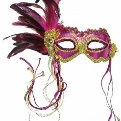 Bristol Milano Feathered Pink And Gold Masquerade Mask Costume Accessories