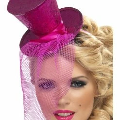 Smiffy's Mini Top Hat On A Headband Hot Pink Costume Accessories
