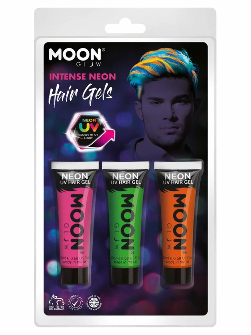 Moonglow Moon Glow UV Hair Gel Pink Green Orange Kit 3 Moonglow Moon Glow UV Hair Gel Pink Green Orange Kit