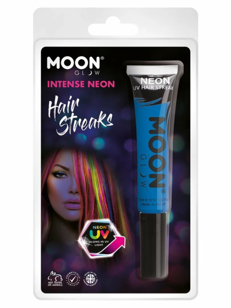 Moonglow Costume Accessories Moon Glow Intense Neon UV Hair Streaks Blue 3 Moonglow Costume Accessories Moon Glow Intense Neon UV Hair Streaks Blue