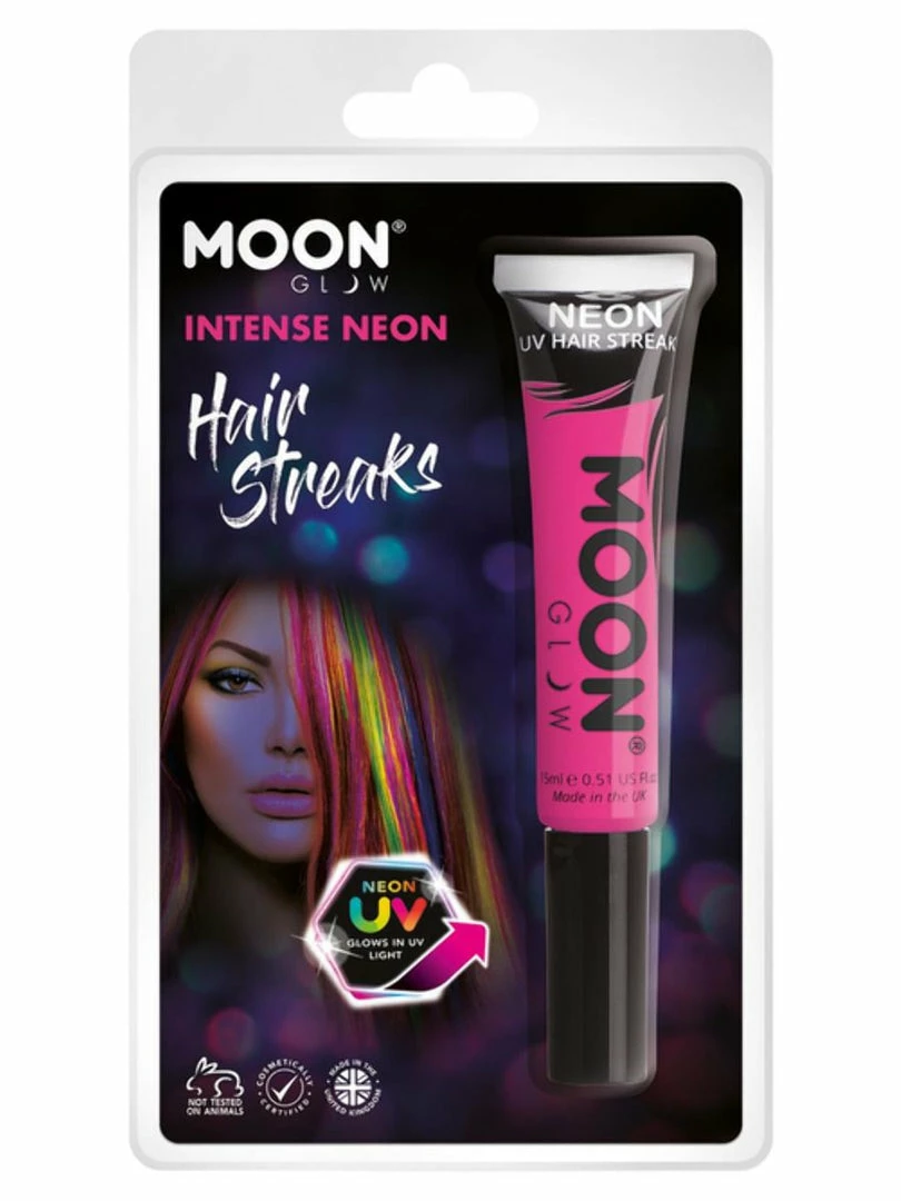 Moonglow Costume Accessories Moon Glow Intense Neon UV Hair Streaks Pink 3 Moonglow Costume Accessories Moon Glow Intense Neon UV Hair Streaks Pink