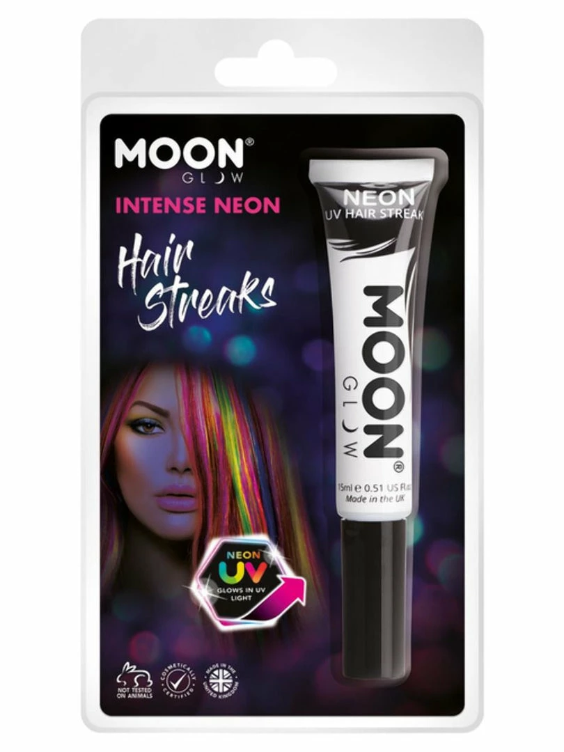 Moonglow Moon Glow Intense Neon UV Hair Streaks White Costume Accessories 3 Moonglow Moon Glow Intense Neon UV Hair Streaks White Costume Accessories