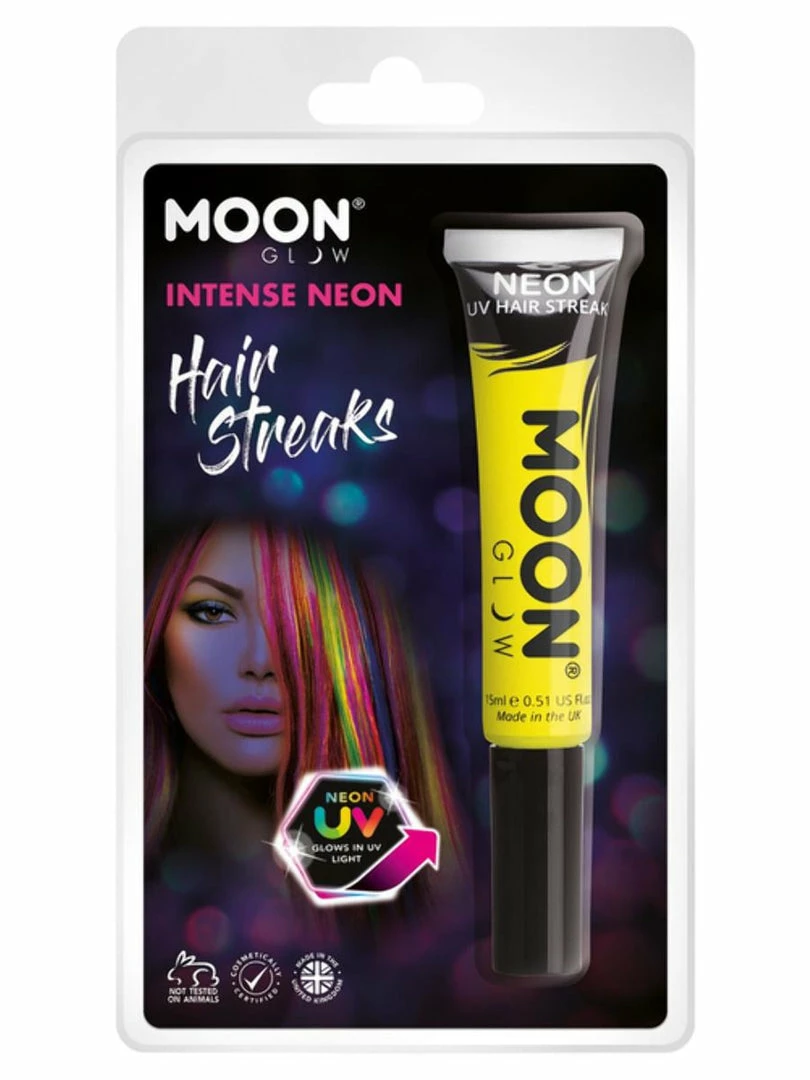 Moonglow Costume Accessories Moon Glow Intense Neon UV Hair Streaks Yellow 3 Moonglow Costume Accessories Moon Glow Intense Neon UV Hair Streaks Yellow