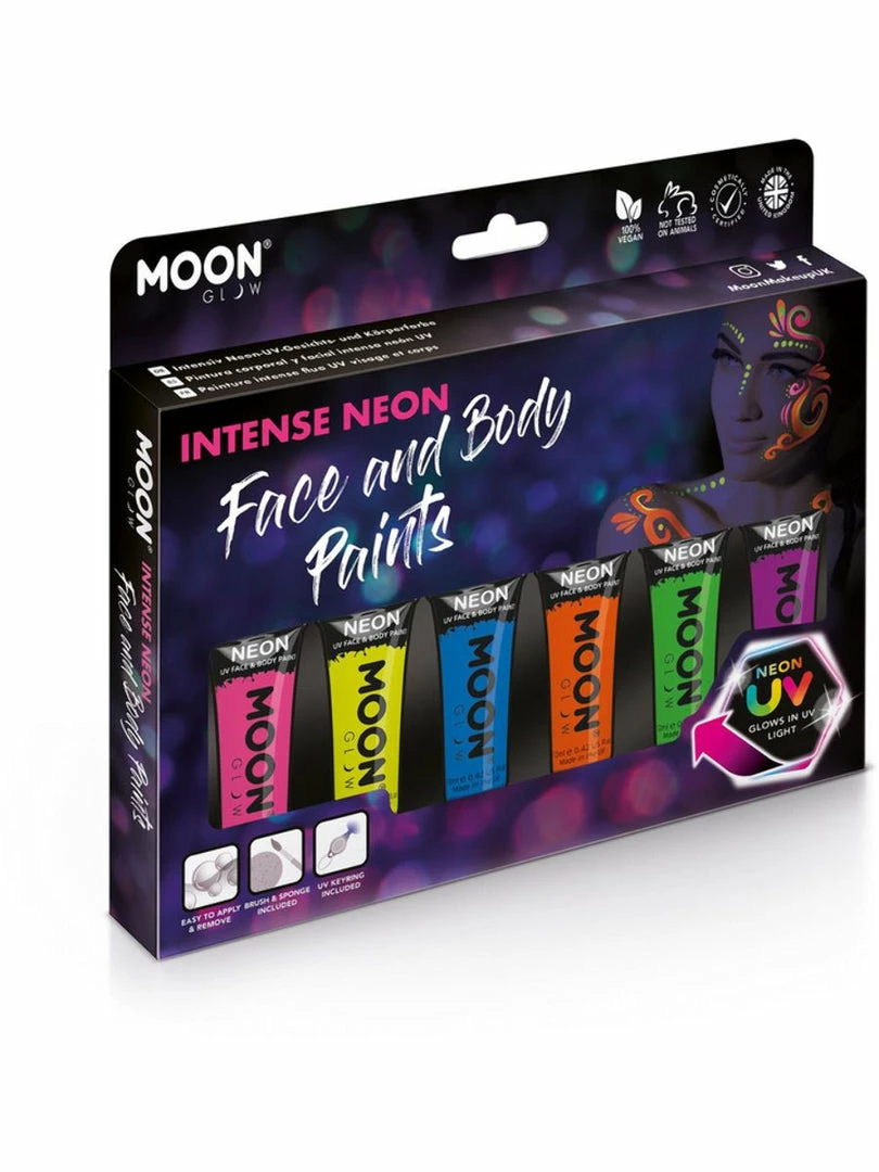 Moonglow Moon Glow Intense UV Face Paint Boxset Costume Accessories 3 Moonglow Moon Glow Intense UV Face Paint Boxset Costume Accessories