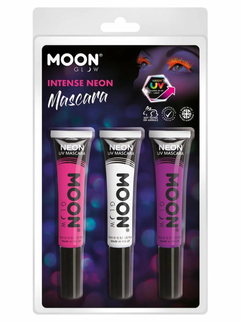 Moonglow Moon Glow Neon UV Mascara Pink White Purple Costume Accessories 3 Moonglow Moon Glow Neon UV Mascara Pink White Purple Costume Accessories