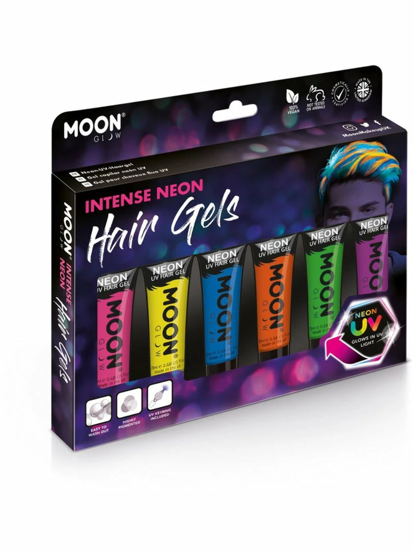 Moonglow Costume Accessories Moon Glow UV Neon Hair Gel Boxset 3 Moonglow Costume Accessories Moon Glow UV Neon Hair Gel Boxset