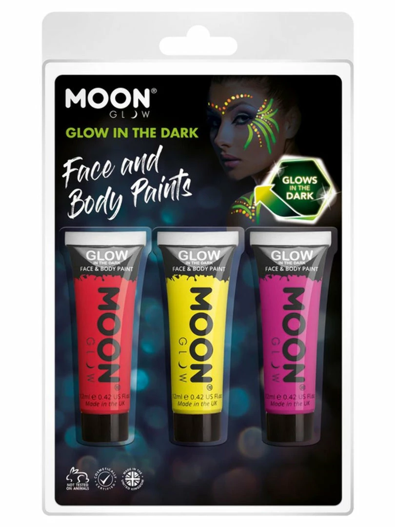 Moonglow Moon Glow In The Dark Paint Red Yellow Pink Pack 3 Moonglow Moon Glow In The Dark Paint Red Yellow Pink Pack