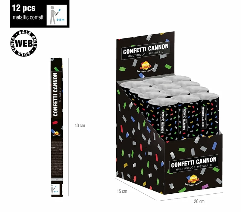Fiestas Guirca Party Supplies Multicolour Metallic Confetti Cannon 30cm 3 Fiestas Guirca Party Supplies Multicolour Metallic Confetti Cannon 30cm