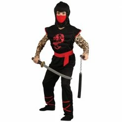 Wicked Kid's Halloween Muscle Chest Ninja Warrior Costume