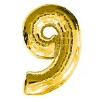 My Fancy Dress Party Supplies Number 9 Gold Foil Balloon