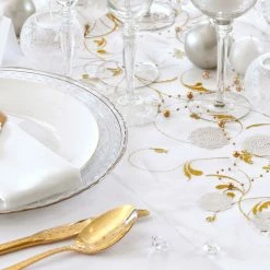 Partydecor Organza Cream And Gold Table Runner