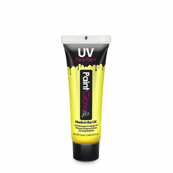 PaintGlow Neon UV Pro Face Paint 12ml Yellow 3 PaintGlow Neon UV Pro Face Paint 12ml Yellow