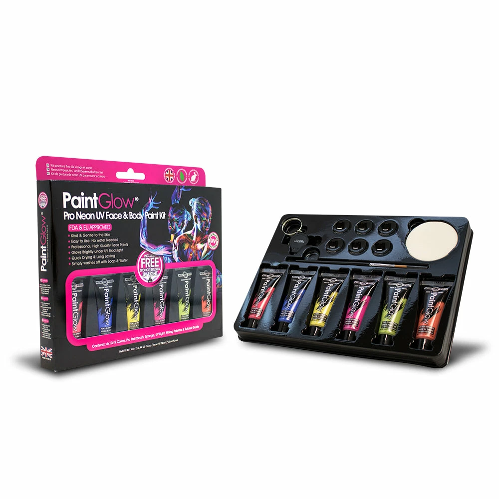 Paintglow Costume Accessories Paint Glow Pro UV Face Paint Boxset 4 Paintglow Costume Accessories Paint Glow Pro UV Face Paint Boxset